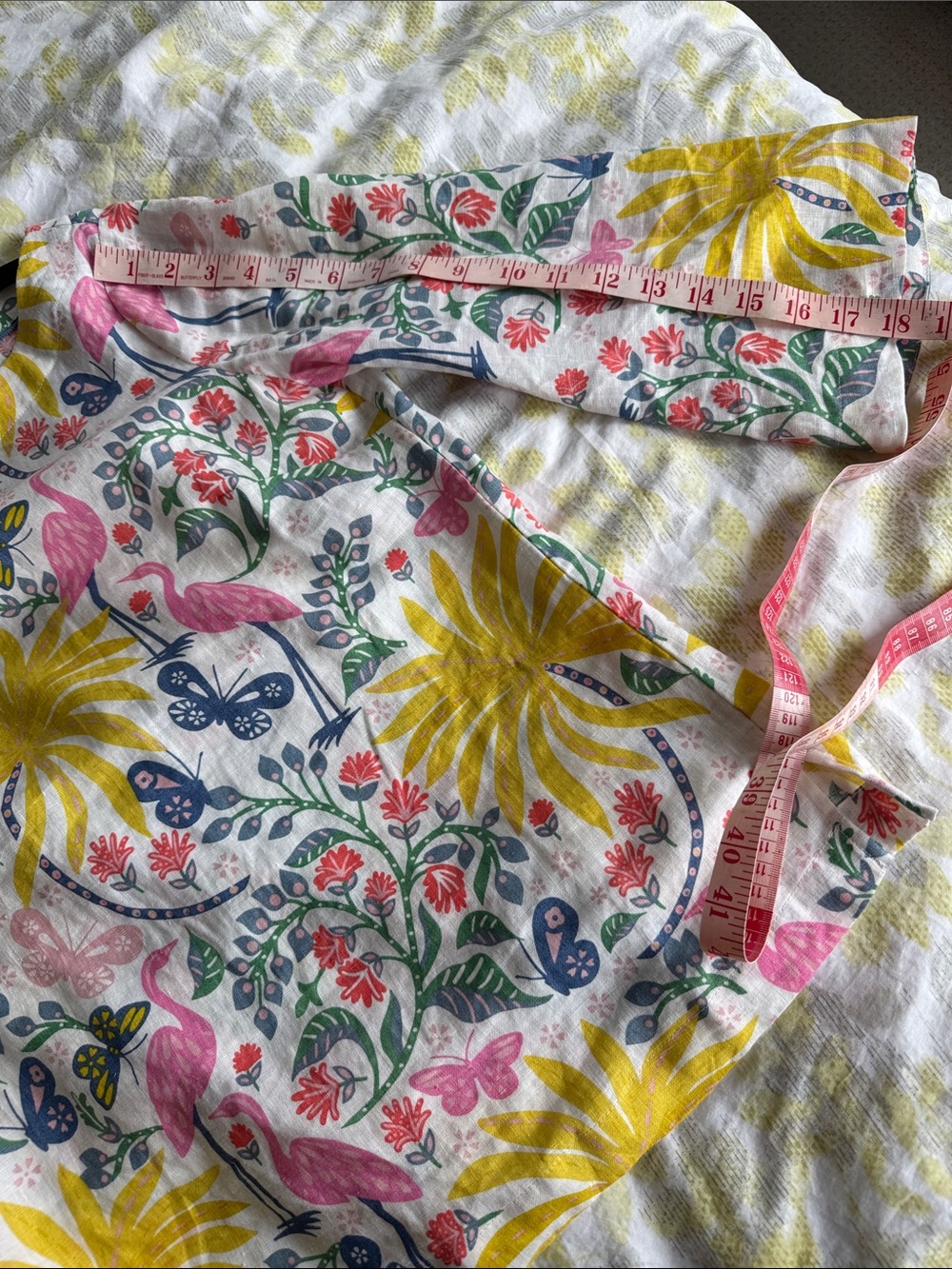 Boden Floral Palm Print Blouse in White, Yellow, Pink & Blue - Picture 7 of 7